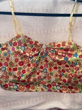 Floral Print Yellow Cami Top with Adjustable Straps
